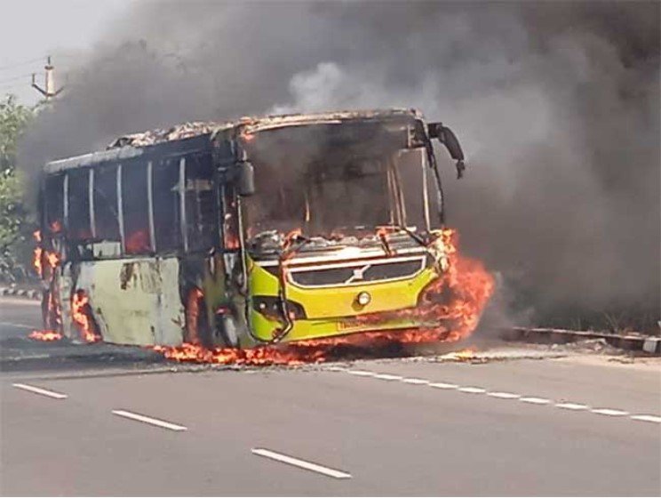 Rajdhani bus collided with scooty
