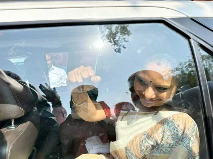 MLC Kavitha who attended the ED hearing